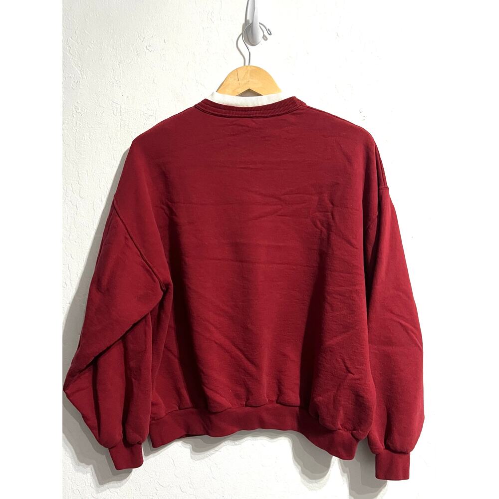 Vintage Top Stitch Sweatshirt Large Burgundy Snowman Embroidered Christmas - Picture 6 of 6